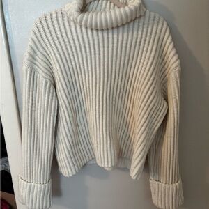 Shoe Dazzle Cream Ribbed Turtleneck Sweater
